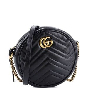 Gucci Black Leather Crossbody Bag with Gold Accents